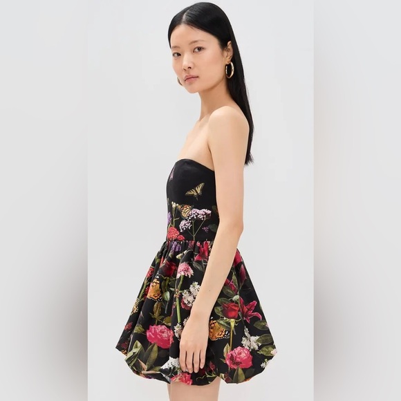 Alice + Olivia Asha Floral Strapless Minidress in Secret Garden - Picture 3 of 13